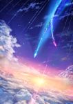  above_clouds clouds comet diffraction_spikes dutch_angle highres kimi_no_na_wa lens_flare no_humans scenery sky star_(sky) starry_sky sue_(frederica--bernkastel) twilight 