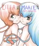  blue_hair breast_press breasts brown_hair glasses green_eyes koyasudo_(tuna) lieea maaie nude orguss tentacle 