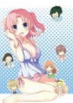  &gt;_&lt; 6+girls ^_^ breasts brown_hair chibi cleavage closed_eyes glasses green_hair hair_ornament kashima_nadeshiko koga_rejini large_breasts long_hair mikakunin_de_shinkoukei mitsumine_mashiro momouchi_mayura multiple_girls oono_niko open_mouth orange_hair panties pink_hair polka_dot polka_dot_background polka_dot_panties revision short_hair smile suetsugi_konoha swimsuit two_side_up underwear violet_eyes yonomori_benio yonomori_kobeni 