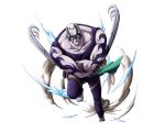  1boy barefoot bodskih claw_(weapon) earrings facial_mark jewelry male_focus mask muscle needless_(one_piece) official_art one_piece one_piece:_dead_end_adventure purple_skin solo tattoo transparent_background weapon white_hair 