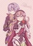  1boy 1girl blonde_hair blush book brother_and_sister female_my_unit_(fire_emblem_if) fire_emblem fire_emblem_if flower hair_flower hair_ornament heart hiyori_(rindou66) holding holding_book leon_(fire_emblem_if) long_hair my_unit_(fire_emblem_if) siblings smile tomato 