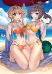  2017 3girls :d ;d ahoge akizuki_(kantai_collection) animal_ears animal_print arm arm_up artist_request asdj bandeau bangs bare_arms bare_legs bare_shoulders barefoot beach beach_umbrella bikini black_eyes black_hair blue_eyes blue_sky blunt_bangs blush braid breasts brown_hair chibi cleavage clenched_hand clenched_teeth closed_mouth clouds collarbone day eyebrows_visible_through_hair female food front-tie_bikini front-tie_top fruit full_body grey_eyes grin groin hair_between_eyes hand_up hatsuzuki_(kantai_collection) headband headgear highres holding holding_towel innertube kantai_collection kneeling legs lifebuoy light_brown_hair light_particles long_hair looking_at_viewer low-tied_long_hair medium_breasts midriff multiple_girls navel neck ocean one_eye_closed open_mouth orange_bikini orange_swimsuit ponytail print_bikini round_teeth sand shade shiny shiny_hair short_hair side-tie_bikini signature sky smile stomach strapless strapless_bikini strapless_swimsuit sun sunlight swimming swimsuit swimsuit_under_swimsuit teeth teruzuki_(kantai_collection) towel twin_braids umbrella water_gun watermelon yellow_bikini yellow_swimsuit 