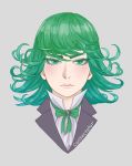  1girl artist_name consectetur expressionless face green_eyes green_hair highres lips neck one-punch_man serious solo tatsumaki 