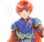  1boy armor blue_eyes blush fire_emblem fire_emblem:_fuuin_no_tsurugi gloves looking_at_viewer male_focus open_mouth redhead roy_(fire_emblem) short_hair simple_background smile solo wspread 