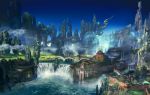  building concept_art copyright_name final_fantasy final_fantasy_xiv highres no_humans official_art scenery water waterfall 
