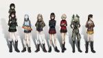 6+girls anchovy ankle_boots anzio_military_uniform arms_behind_back asymmetrical_bangs bangs belt black_boots black_hair black_hat black_jacket black_legwear black_necktie black_ribbon black_shirt black_skirt black_vest blonde_hair blue_boots blue_eyes blue_hat blue_jacket blue_shorts blue_skirt boots brown_eyes brown_hair brown_jacket carrying chi-hatan_military_uniform commentary crossed_arms cup darjeeling denim denim_shorts dress_shirt emblem epaulettes full_body garrison_cap ghost_in_the_shell ghost_in_the_shell_lineup ghost_in_the_shell_stand_alone_complex girls_und_panzer green_jacket grey_jacket grey_pants hair_ribbon hands_in_pockets hands_on_hips hat helmet highres holding instrument jacket kantele katyusha kay_(girls_und_panzer) keizoku_military_uniform knee_boots kuromorimine_military_uniform long_hair long_sleeves looking_at_viewer mika_(girls_und_panzer) military military_hat military_uniform miniskirt multiple_girls necktie nishi_kinuyo nishizumi_maho nonna odd_one_out pants pleated_skirt pravda_military_uniform raglan_sleeves red_jacket red_shirt red_skirt ribbon saucer saunders_military_uniform school_uniform seven_(seven8xxx) shadow shirt short_hair short_jumpsuit short_shorts shorts shoulder_belt shoulder_carry skirt socks st._gloriana&#039;s_military_uniform standing star swept_bangs teacup thigh-highs track_jacket trait_connection turtleneck uniform vest wallpaper white_legwear yellow_skirt 