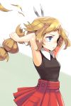  1girl armpits blue_eyes blush breasts brown_hair cutting_hair hat highres joy_kim long_hair pokemon pokemon_(anime) pokemon_(game) pokemon_xy scissors serena_(pokemon) skirt solo tears 