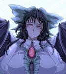  1girl bow breasts commentary_request hair_bow large_breasts long_hair looking_at_viewer reiuji_utsuho slit_pupils smile solo third_eye touhou wings xian_gu 