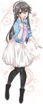  alternate_costume anchor_necklace blush breasts floral_background hair_ornament hairband hairclip haruna_(kantai_collection) heart highres long_hair skirt spoken_heart suna_(sunaipu) 