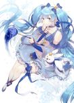  blue_eyes blue_hair blush choker dress hatsune_miku long_hair smile twintails vocaloid yuki_miku 