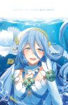  1girl air_bubble aqua_(fire_emblem_if) artist_name blue_hair cute detached_collar dress english fire_emblem fire_emblem_if haiyun highres intelligent_systems jewelry long_hair looking_at_viewer nintendo open_mouth pendant smile solo underwater upper_body veil yellow_eyes 