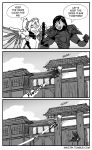  3koma bonk comic english failure flying gameplay_mechanics highres in_the_face maojin mercy_(overwatch) overwatch pharah_(overwatch) stitched truth watermark web_address 