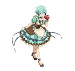  1girl :d ankle_ribbon black_ribbon blue_eyes blue_hair blush choker collarbone dress full_body hair_between_eyes hair_ornament hair_ribbon hairclip heart holding leaning_forward long_hair looking_at_viewer open_mouth ribbon shinon_(sao) short_hair_with_long_locks sidelocks simple_background smile solo standing striped striped_ribbon sword_art_online white_background wrist_cuffs 
