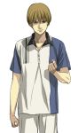  bad_id brown_hair gym_uniform hiyoshi_wakashi male prince_of_tennis sakatsuki short_hair solo tennis_no_ouji-sama 
