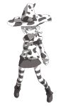  blonde_hair cow_pattern cow_print hat inemuri_uno monochrome new_year original striped thighhighs witch_hat 