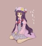  iwamochi kneeling long_hair patchouli_knowledge striped touhou very_long_hair 