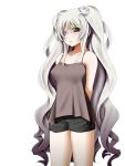  arms_behind arms_behind_back bare_shoulders brown_eyes camisole chemical-x duplicate eyepatch kirakishou long_hair rozen_maiden shorts silver_hair very_long_hair 