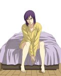  bed bed_sheet glasses gundam gundam_00 purple_hair red_eyes sakatsuki sheets shirt short_hair tieria_erde 