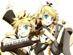  back_to_back bad_id hirobakar instrument kagamine_len kagamine_rin keytar siblings twins vocaloid wink 