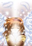  coat doll feathers hairband kannazuki_yukito kanon mittens orange_hair tears tsukimiya_ayu wings 