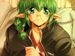  bell game_cg glasses green_eyes green_hair pastel_chime pillow pillows pointy_ears 
