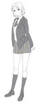  blazer kneehighs monochrome necktie original sakatsuki school_uniform short_hair skirt socks 