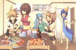  bad_id everyone food gift hat hatsune_miku kagamine_len kagamine_rin kaito meiko midriff naked_scarf nude party_hat scarf stare vocaloid 