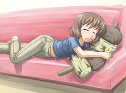  closed_eyes couch cushion hug kasugano_hiyori sketchbook_full_colors tanada-bon 