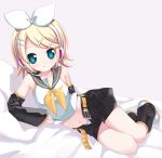  blue_eyes hair_ornament hairclip kagamine_rin kiira lowres lying panties short_hair solo unbuckled vocaloid 