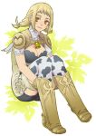  bad_id bell blonde_hair boots braid breasts cleavage cow_print final_fantasy final_fantasy_xii new_year penelo solo thighhighs twin_braids 