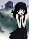  akita_morgue black_hair child creepy ghost grass house kikai_(akita_morgue) 