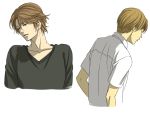  blonde_hair brown_hair hiyoshi_wakashi male prince_of_tennis sakatsuki short_hair sweater tennis_no_ouji-sama 