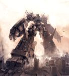  epic higashi mecha ruins scenery science_fiction scifi smoke space_craft spaceship 