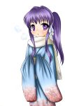  fujibayashi_kyou fujieda_hiro highres japanese_clothes kimono long_hair ponytail purple_eyes purple_hair scarf violet_eyes 