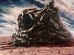  crash desert dog ruins scenery science_fiction scifi shirakaba space_craft spaceship 