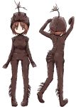  1girl anglerfish_costume bangs brown_eyes brown_hair closed_mouth commentary fish_costume full_body girls_und_panzer hat kakizaki_(chou_neji) looking_at_viewer multiple_views nishizumi_miho short_hair simple_background standing white_background 