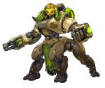  absurdres arm_cannon clenched_hand full_body highres horns no_humans official_art omnic orisa_(overwatch) overwatch robot solo transparent_background weapon yellow_eyes 