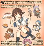  5girls :d ^_^ ^o^ black_legwear black_neckerchief blue_eyes blue_hair blue_skirt brain_freeze brown_hair cake closed_eyes colored_pencil_(medium) commentary_request dated folded_ponytail food fubuki_(kantai_collection) headgear inazuma_(kantai_collection) kantai_collection kirisawa_juuzou long_hair multiple_girls murakumo_(kantai_collection) neckerchief numbered one_eye_closed open_mouth pantyhose pink_hair pleated_skirt purple_hair sailor_collar samidare_(kantai_collection) sazanami_(kantai_collection) school_uniform serafuku short_hair short_ponytail short_sleeves skirt smile snack socks traditional_media translation_request twintails twitter_username white_skirt 