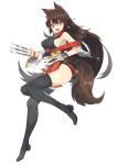  &gt;:o 1girl :o alternate_costume animal_ears bare_shoulders bei_mochi black_hair black_legwear black_shoes blush breasts claw_(weapon) collar fang from_side full_body imaizumi_kagerou japanese_clothes large_breasts long_hair looking_at_viewer looking_to_the_side ninja off_shoulder pelvic_curtain red_eyes shoes sideboob sleeveless sleeveless_turtleneck solo thigh-highs touhou turtleneck undershirt very_long_hair weapon wide_sleeves wolf_ears 