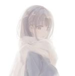  1girl blurry long_hair long_sleeves naruse_chisato scarf 