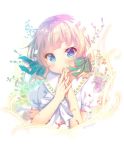  1girl blonde_hair blue_eyes bow character_request copyright_request eyebrows_visible_through_hair green_bow green_ribbon hair_bow hair_ribbon looking_at_viewer mitsumomo_mamu puffy_short_sleeves puffy_sleeves ribbon short_hair short_sleeves solo 