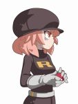  1girl gloves lowres pokemon pokemon_(game) pokemon_hgss solo team_rocket team_rocket_grunt yucopi 