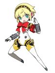  1girl :o aegis_(persona) android blonde_hair blue_eyes highres official_art open_mouth persona persona_3 persona_q2:_new_cinema_labyrinth persona_q_(series) red_ribbon ribbon robot_joints solo 