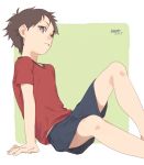  1boy 50off brown_eyes brown_hair commentary dated highres male_focus original shorts solo 