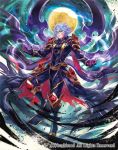  1boy boots cardfight!!_vanguard company_name facial_mark full_body gloves grey_hair hair_over_one_eye male_focus moon official_art solo terai_(teraimorimori) wings_of_recurrence_blade_wing_reijy 