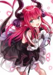 blue_eyes blush dress fate/extra_ccc horns lancer_(fate/extra_ccc) long_hair pink_hair tail