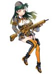  :d armband artist_request assault_rifle black_gloves boots breasts bursting_breasts cleavage cropped_jacket fingerless_gloves full_body garrison_cap girls_frontline gloves gradient_hair green_hair gun hat large_breasts long_hair multicolored_hair one_side_up open_mouth orange_legwear pinky_out pouch red_eyes rifle safety_pin smile thigh-highs thigh_strap transparent_background trigger_discipline two-tone_hair weapon 