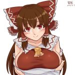  1girl breast_hold breasts commentary_request detached_sleeves hakurei_reimu large_breasts maofan_(nekohan) solo touhou 