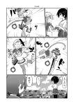  3girls boiler comic dancing dodging gin_(shioyude) greyscale highres hiryuu_(kantai_collection) kaga_(kantai_collection) kantai_collection monochrome multiple_girls translated unryuu_(kantai_collection) 