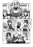 1boy 4girls admiral_(kantai_collection) alternate_costume gin_(shioyude) hands_on_own_face highres houshou_(kantai_collection) i-168_(kantai_collection) i-58_(kantai_collection) kantai_collection multiple_girls ro-500_(kantai_collection) scarf scarf_over_mouth sleeping 